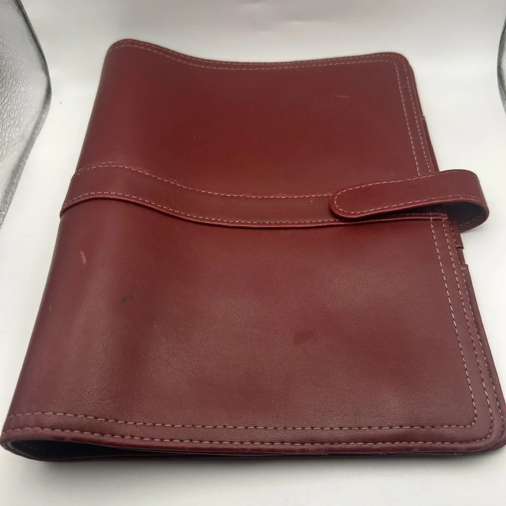 Vintage Day-Timer Burgundy Leather Planner Organizer Desk Size